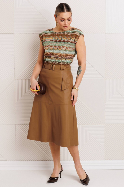 Жакет, топ, юбка Мода Юрс 26-2850 кэмел - фото 9