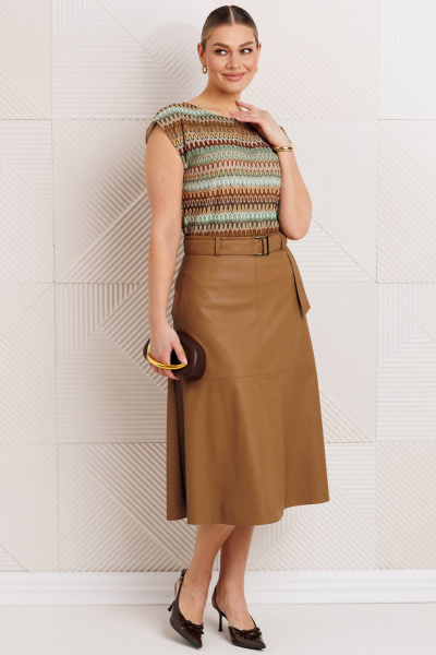 Жакет, топ, юбка Мода Юрс 26-2850 кэмел - фото 8