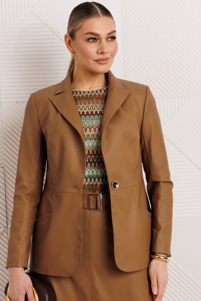 Жакет, топ, юбка Мода Юрс 26-2850 кэмел - фото 5