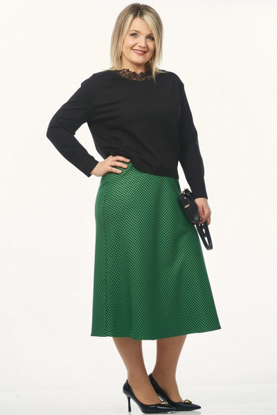 Джемпер, юбка Takka Plus 26-265 черный-зеленый - фото 3