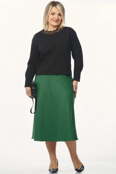 Джемпер, юбка Takka Plus 26-265 черный-зеленый - фото 1