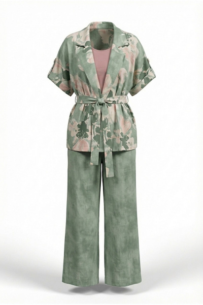 Блуза, брюки, жакет Vittoria Queen 27913 зеленый-меланж - фото 12