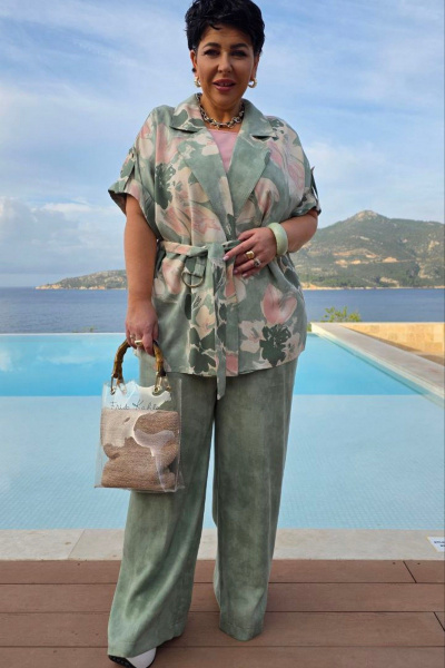 Блуза, брюки, жакет Vittoria Queen 27913 зеленый-меланж - фото 11