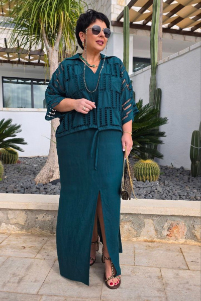 Блуза, платье Vittoria Queen 28053 изумрудный - фото 8