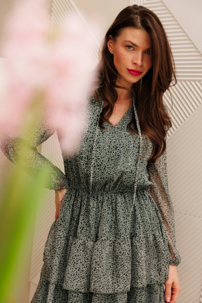 Платье Anastasia 955 серо-зеленый - фото 2