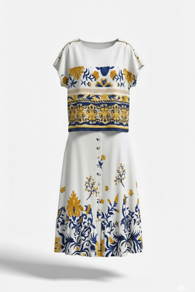 Блуза, юбка Vittoria Queen 28303 молочный_принт - фото 8