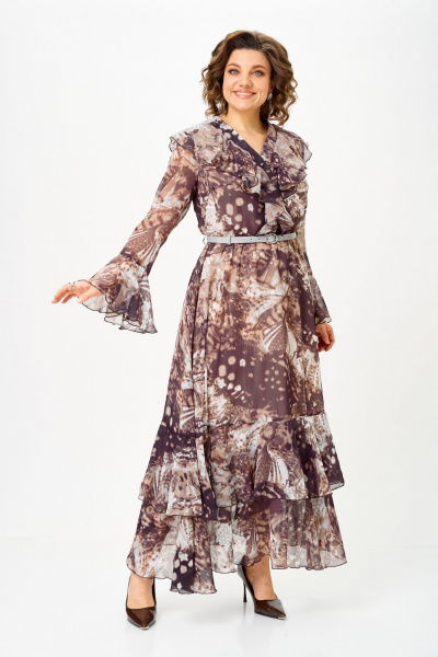Платье ANASTASIA MAK 1280 бежево-коричневый - фото 4