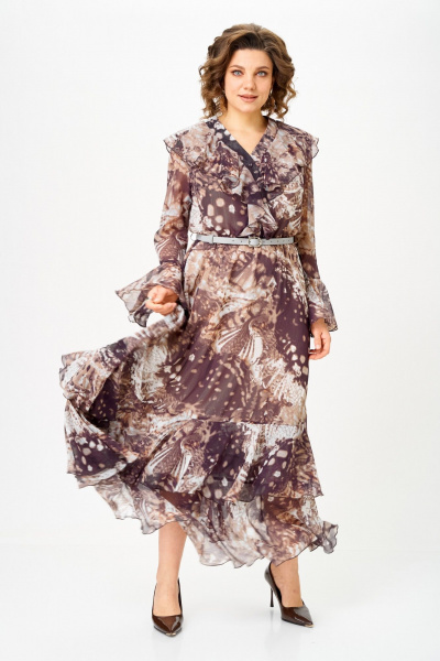 Платье ANASTASIA MAK 1280 бежево-коричневый - фото 3