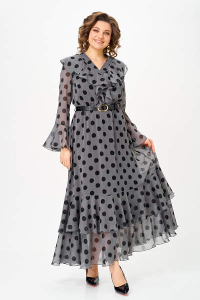 Платье ANASTASIA MAK 1280 серый+черный - фото 3