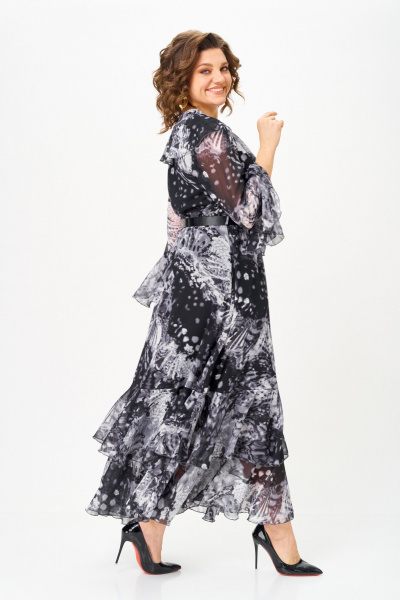 Платье ANASTASIA MAK 1280 серый+черный_мультиколор - фото 11