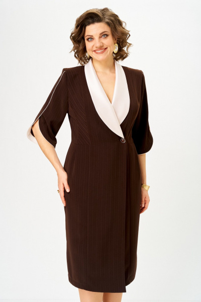 Платье ANASTASIA MAK 1308 коричневый - фото 5
