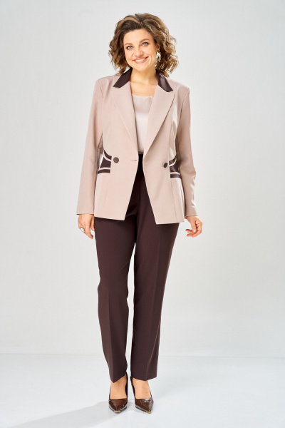 Брюки, жакет ANASTASIA MAK 1315 коричневый+пудра - фото 3