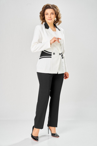 Брюки, жакет ANASTASIA MAK 1315 черный+молочный - фото 3
