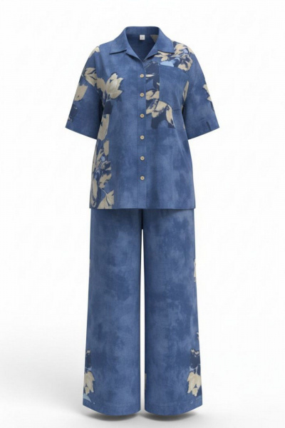 Блуза, брюки Vittoria Queen 28843 синий-меланж - фото 10