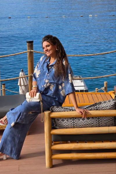 Блуза, брюки Vittoria Queen 28843 синий-меланж - фото 8