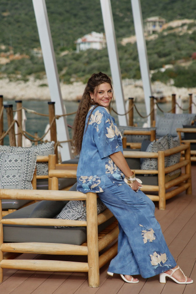 Блуза, брюки Vittoria Queen 28843 синий-меланж - фото 4