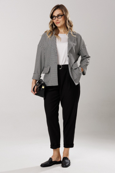 Брюки, жакет Ларс Стиль 1201/1 лапка-черный - фото 6