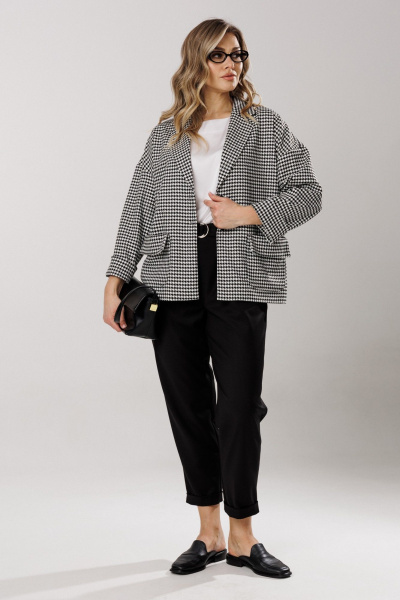 Брюки, жакет Ларс Стиль 1201/1 лапка-черный - фото 1