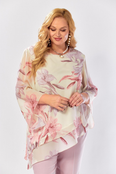 Блуза Элль-стиль 2459а пудрово-бежевый - фото 9