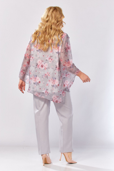 Блуза, брюки Элль-стиль 2460 серый_розовый_принт - фото 15