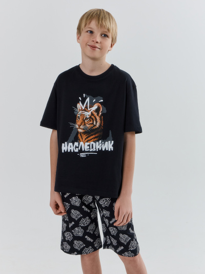 Футболка, шорты Mark Formelle 563327/25-40738ПП-0 черный_тигры_на_черном_3_сл_на_пол - фото 1