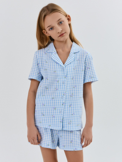 Рубашка, шорты Mark Formelle 567745/25-39632ПП-0 голубая_клетка_с_цветами - фото 1