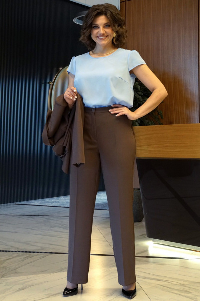 Блуза, брюки, жакет Alani Collection 2426 коричневый - фото 6