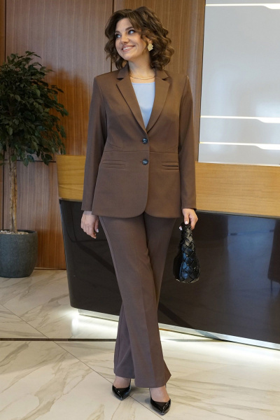 Блуза, брюки, жакет Alani Collection 2426 коричневый - фото 4