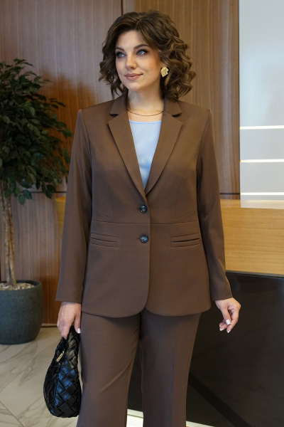 Блуза, брюки, жакет Alani Collection 2426 коричневый - фото 3