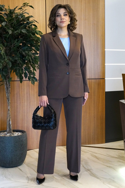 Блуза, брюки, жакет Alani Collection 2426 коричневый - фото 1