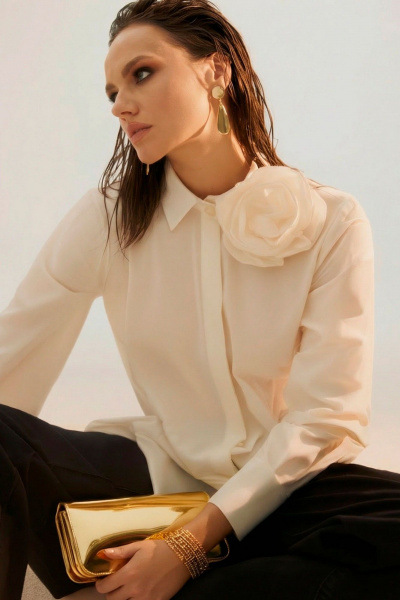 Блуза Mislana 1241 молочный_бледно-сливочный - фото 5