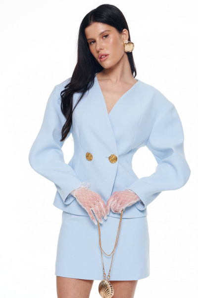 Жакет, юбка KaVaRi 8057.1 голубой - фото 7