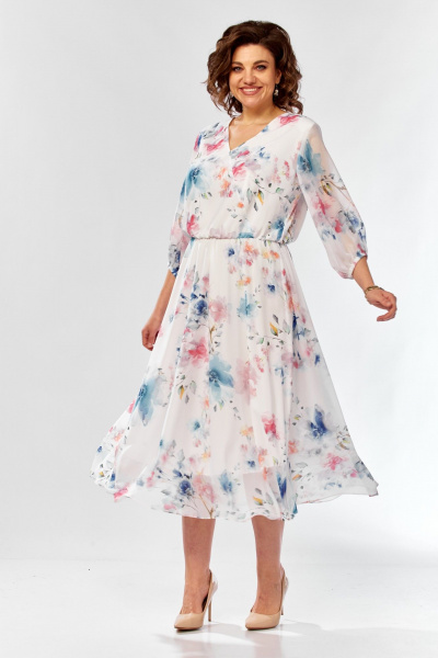 Платье Элль-стиль 2463 белый_принт_цветы - фото 26