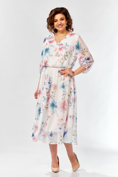 Платье Элль-стиль 2463 белый_принт_цветы - фото 25