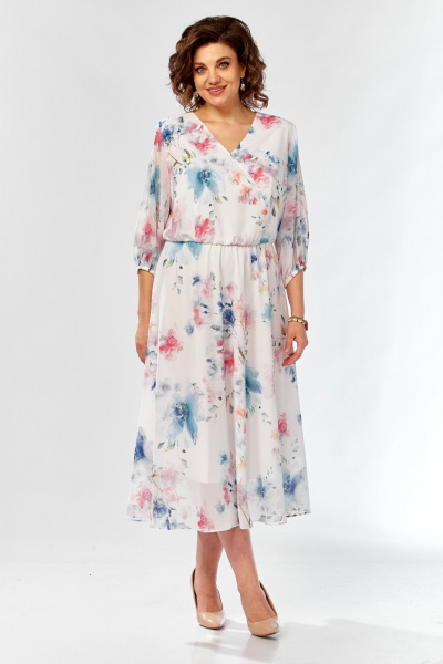 Платье Элль-стиль 2463 белый_принт_цветы - фото 22