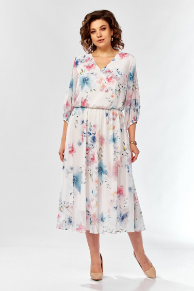 Платье Элль-стиль 2463 белый_принт_цветы - фото 21