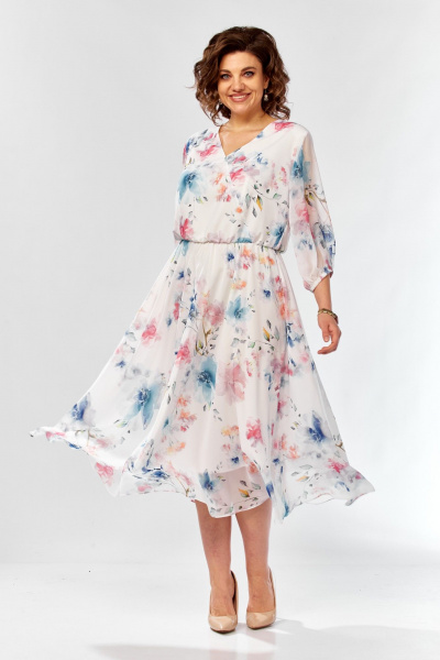 Платье Элль-стиль 2463 белый_принт_цветы - фото 20
