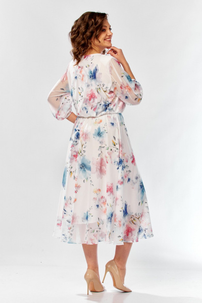Платье Элль-стиль 2463 белый_принт_цветы - фото 17