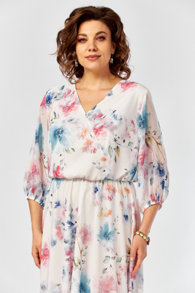 Платье Элль-стиль 2463 белый_принт_цветы - фото 16
