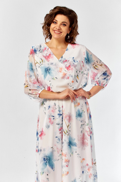 Платье Элль-стиль 2463 белый_принт_цветы - фото 15