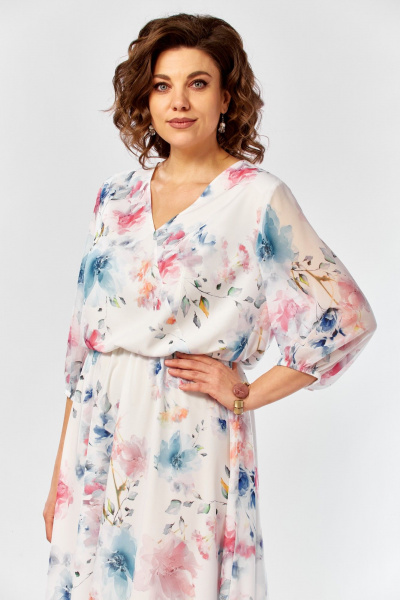 Платье Элль-стиль 2463 белый_принт_цветы - фото 14