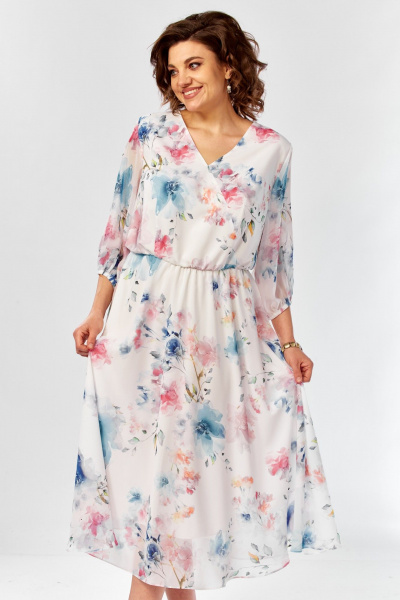 Платье Элль-стиль 2463 белый_принт_цветы - фото 13