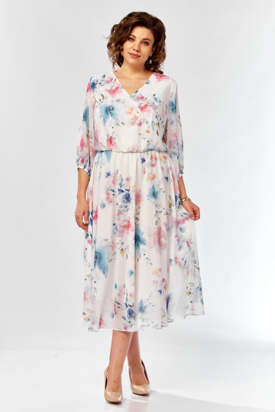 Платье Элль-стиль 2463 белый_принт_цветы - фото 12