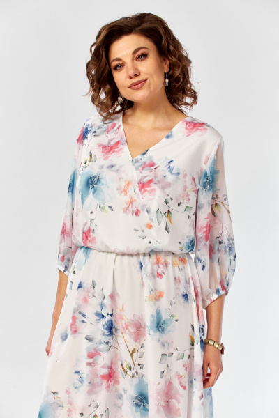 Платье Элль-стиль 2463 белый_принт_цветы - фото 11