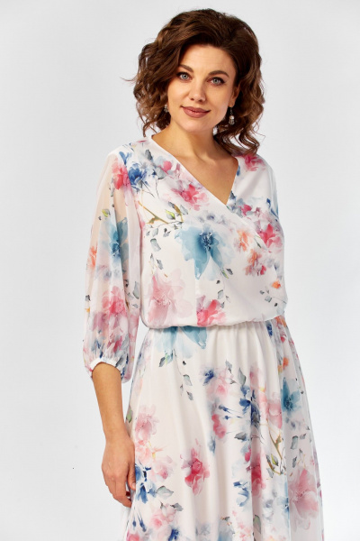 Платье Элль-стиль 2463 белый_принт_цветы - фото 9