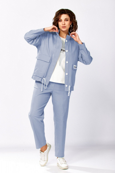 Брюки, бомбер, топ Милора-стиль 1444 голубой - фото 1