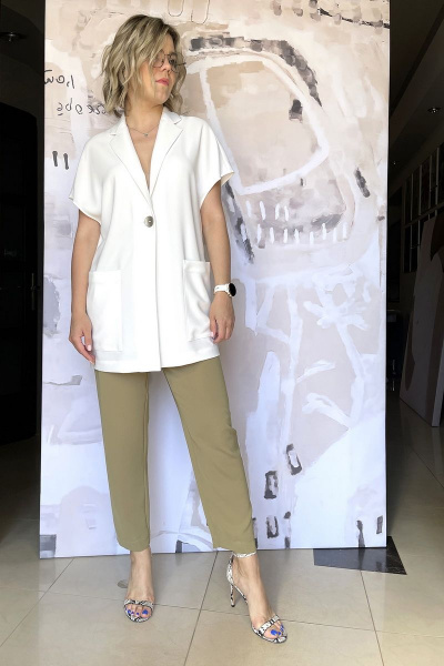 Летний офисный аутфит из жакета без рукавов и брюков  DIVINA D4.269-2-7 - фото 1