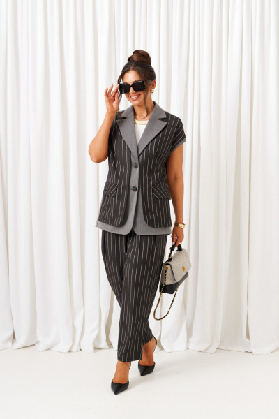 Блуза, брюки, жилет Beautiful&Free 6434 темно-серый - фото 2