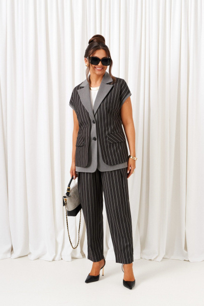 Блуза, брюки, жилет Beautiful&Free 6434 темно-серый - фото 1