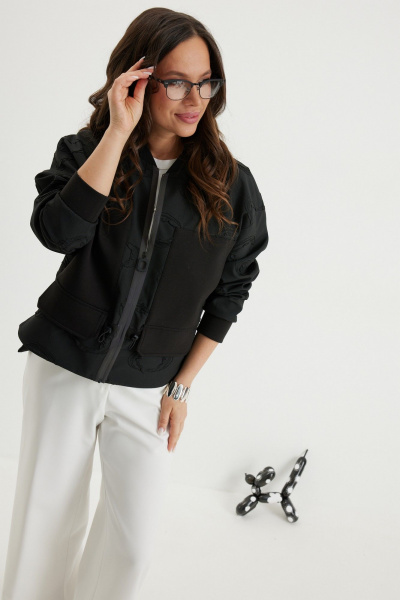 Брюки, бомбер Магия моды 2696 черный/молочный - фото 9